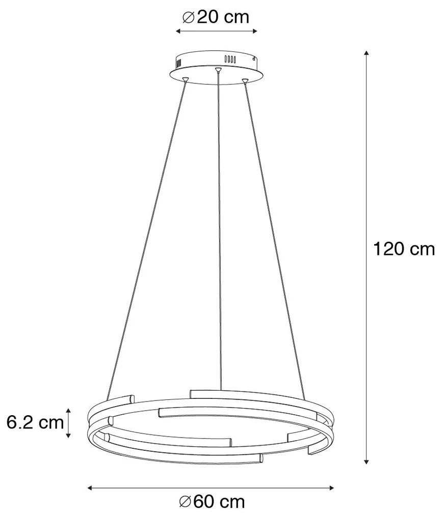 Candeeiro suspenso inteligente preto com latão incluindo LED regulável - Nikki Design