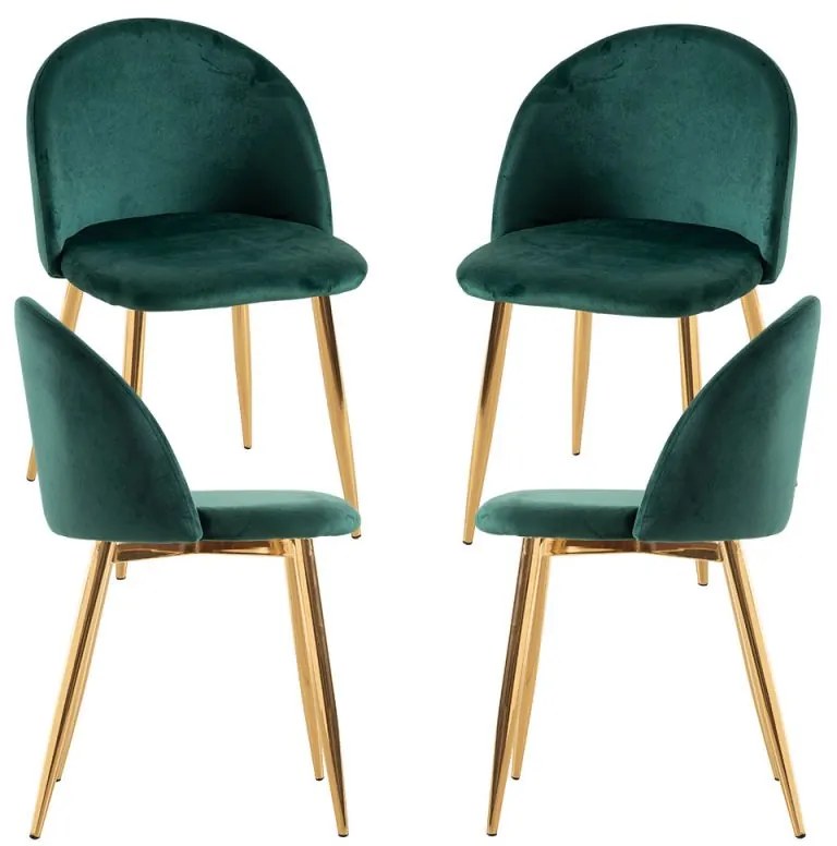 Pack 4 Cadeiras Vint Veludo Golden - Verde