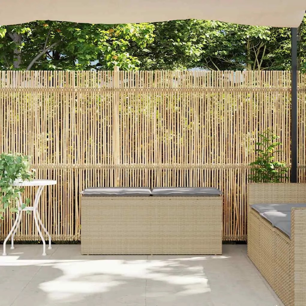 Banco de jardim com almofadão 110x40x44 cm vime PE bege