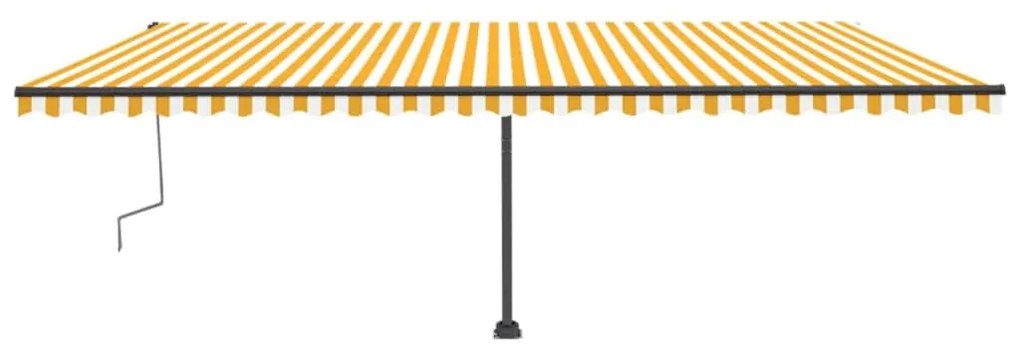 Toldo retrátil manual com LED 600x300 cm amarelo e branco