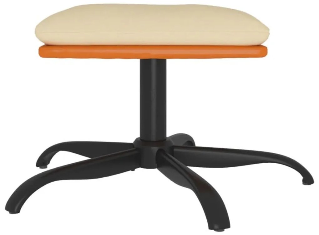 Apoio de pés 60x60x36 cm tecido/couro artificial cor creme