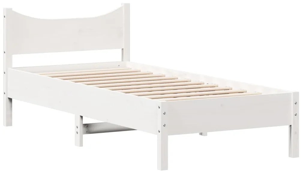 Cama sem colchão 100x200 cm madeira de pinho maciça branco