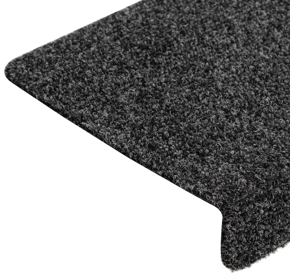 Tapetes de escada 15 pcs 65x21x4 cm tecido agulhado cinza