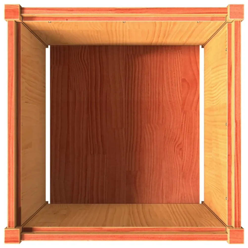 Vaso/floreira de jardim 60x60x60 cm pinho maciço castanho cera
