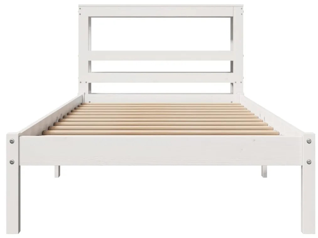 Cama sem colchão 75x190 cm madeira de pinho maciça branco