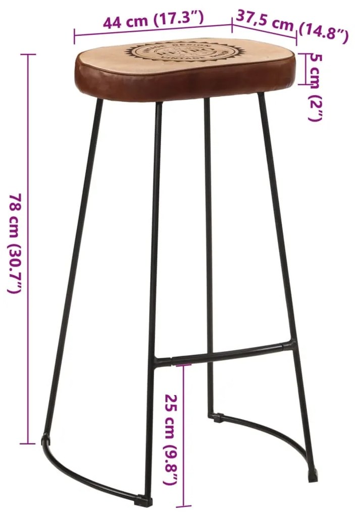 Bancos de bar 2 pcs 44x37,5x78 cm castanho-escuro