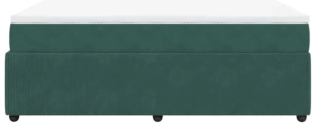 Cama com molas/colchão 140x190 cm veludo verde-escuro
