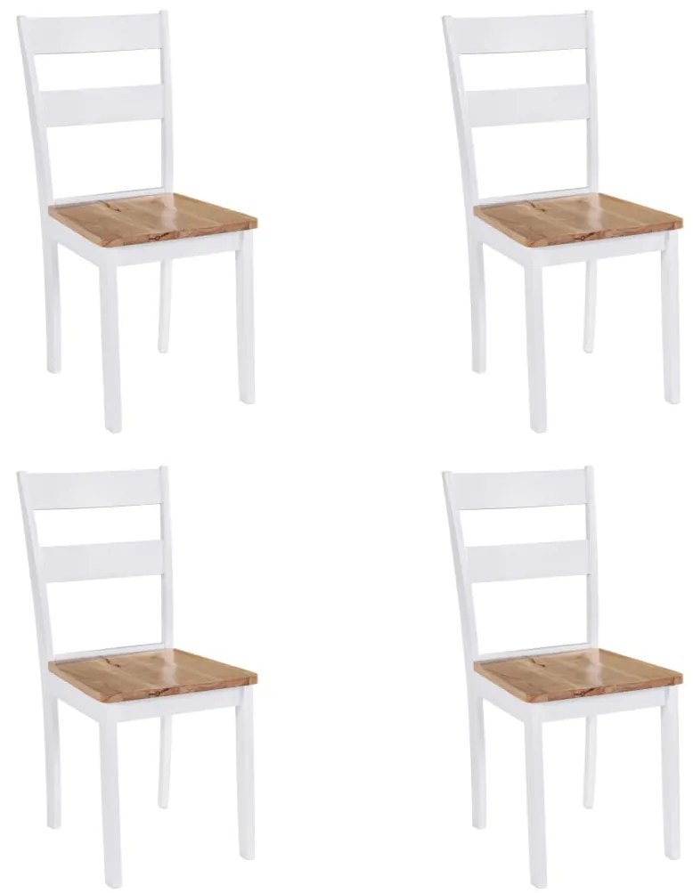 vidaXL Cadeiras de jantar 4 pcs madeira de seringueira maciça branco
