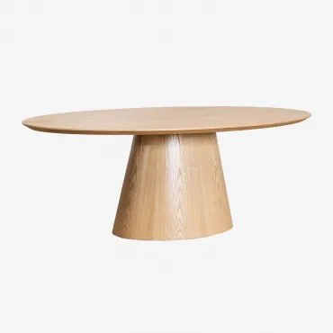 Oval Dining Table 220x120 Cm In Wood And Mdf Aura Folheado A Freixo - Sklum
