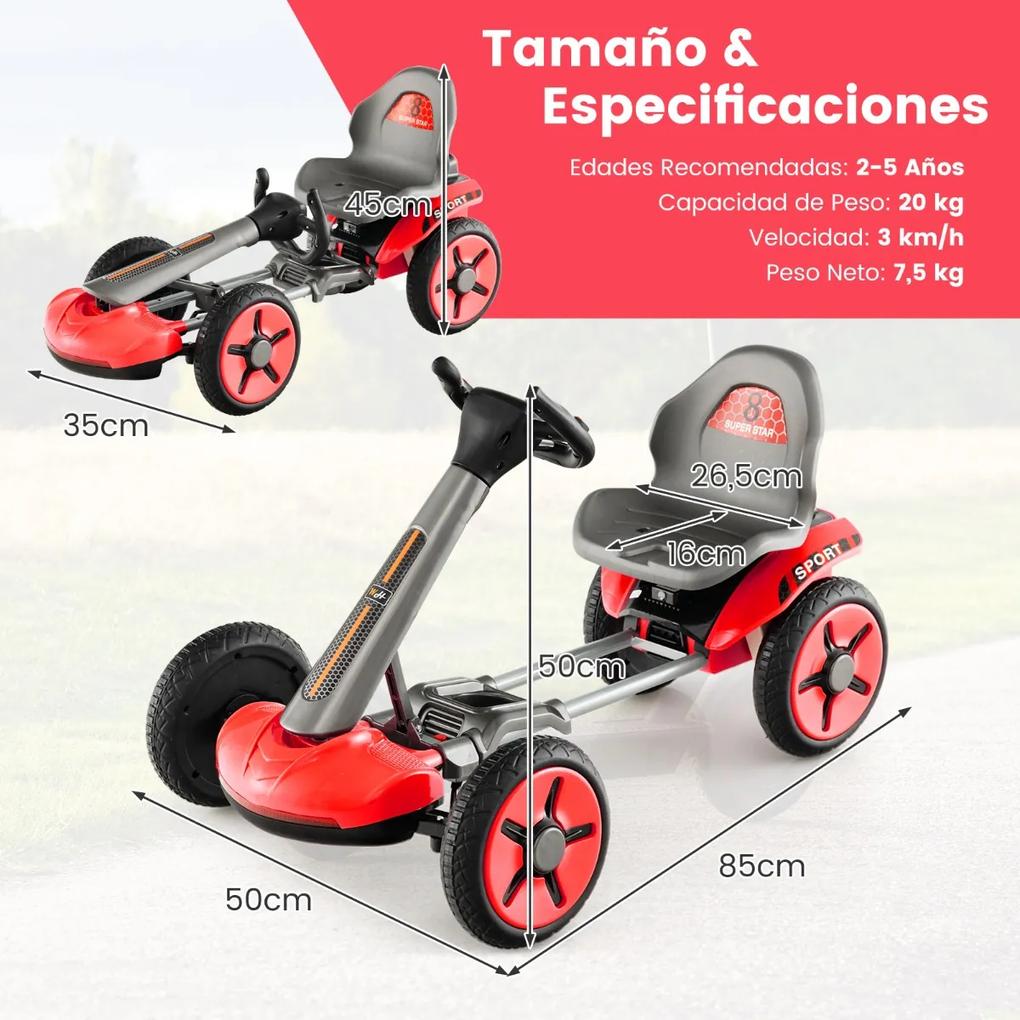 Kart Elétrico Infantil 12v Dobrável com 4 Rodas com Assento Ajustável em 2 Posições e Botão Iniciar 85 x 50 x 50 cm Vermelho