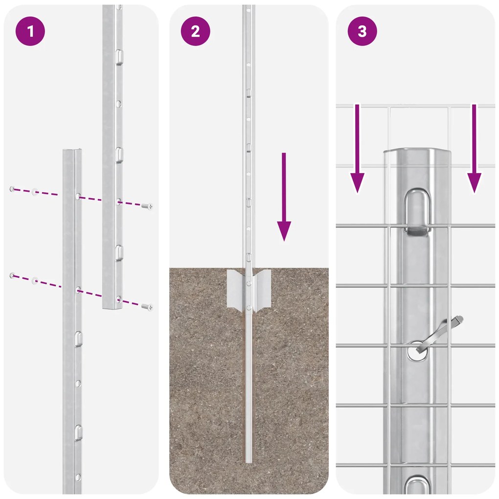 Conjunto de Cerca para Jardim Conjunto de 2 Aço Galvanizado