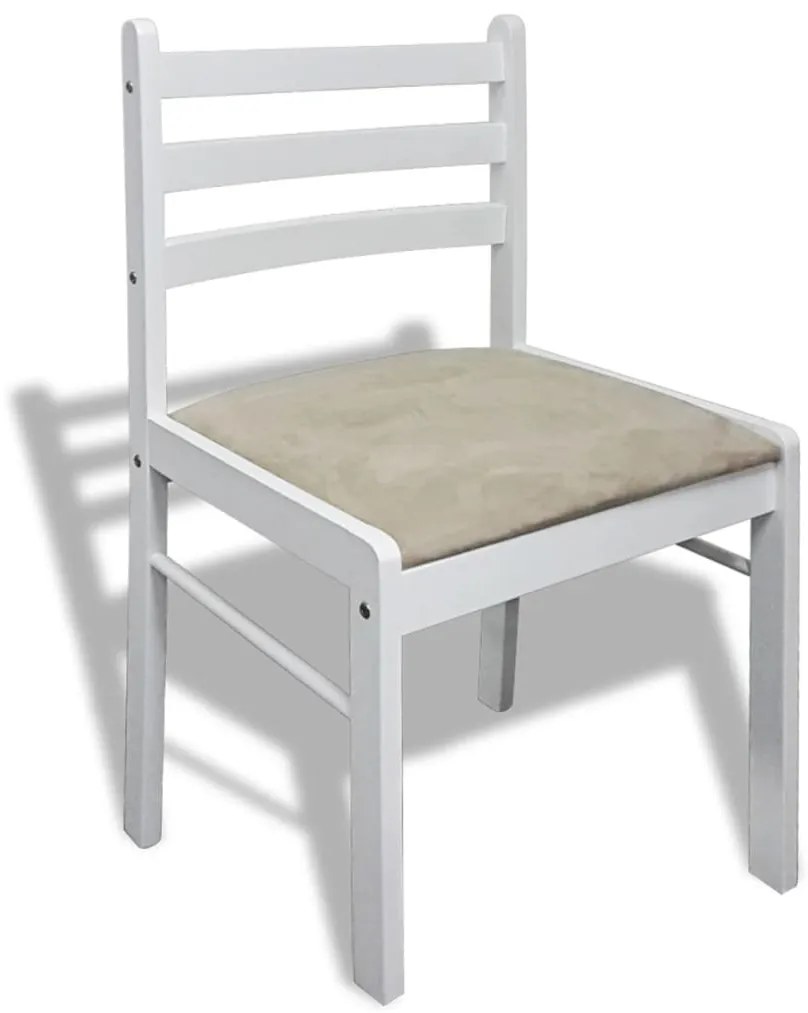 Cadeiras de jantar 6 pcs madeira maciça branco e veludo
