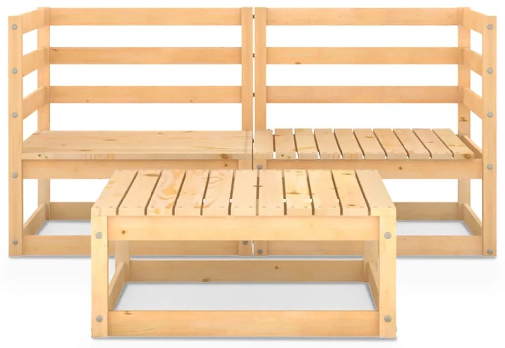 3 pcs conjunto lounge de jardim pinho maciço