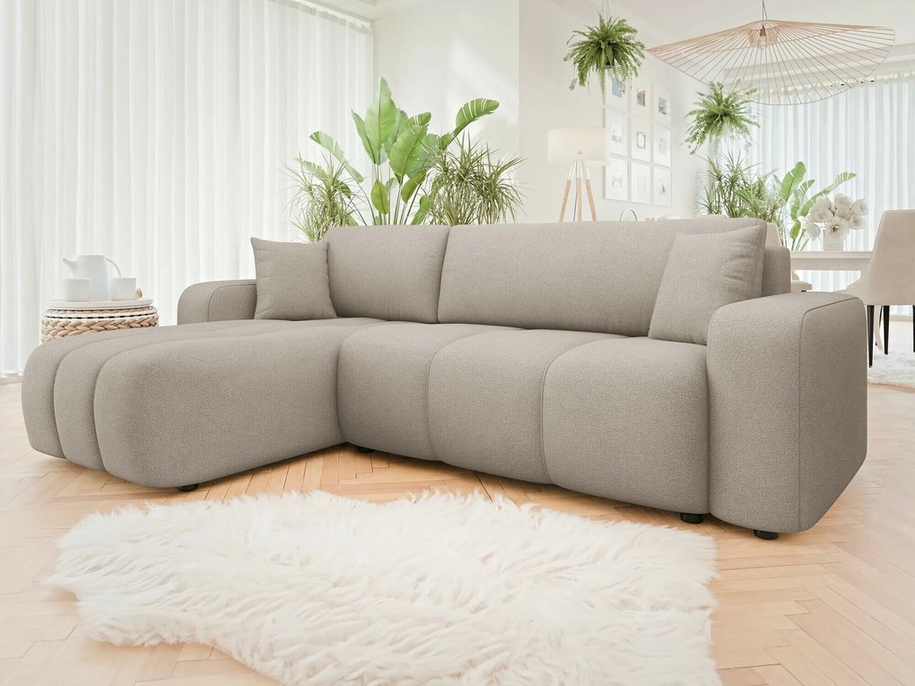 Sofá de canto Comfivo Laurus, Cama com arrumação, 244x145x82cm, 88.5 kg, Pernas: Plástico