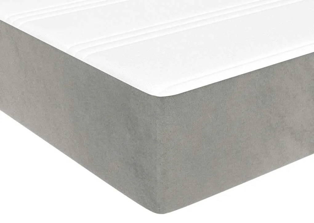 Colchão de molas ensacadas 80x220x20 cm veludo cinza-claro