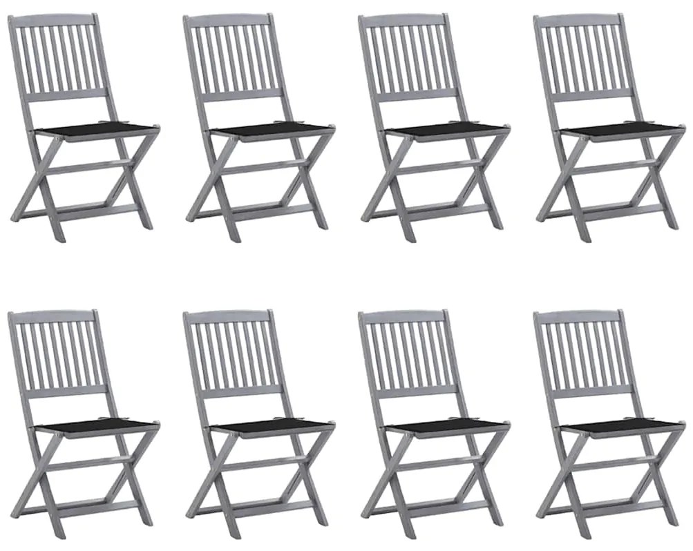 vidaXL Cadeiras de exterior dobráveis 8pcs c/ almofadões acácia maciça