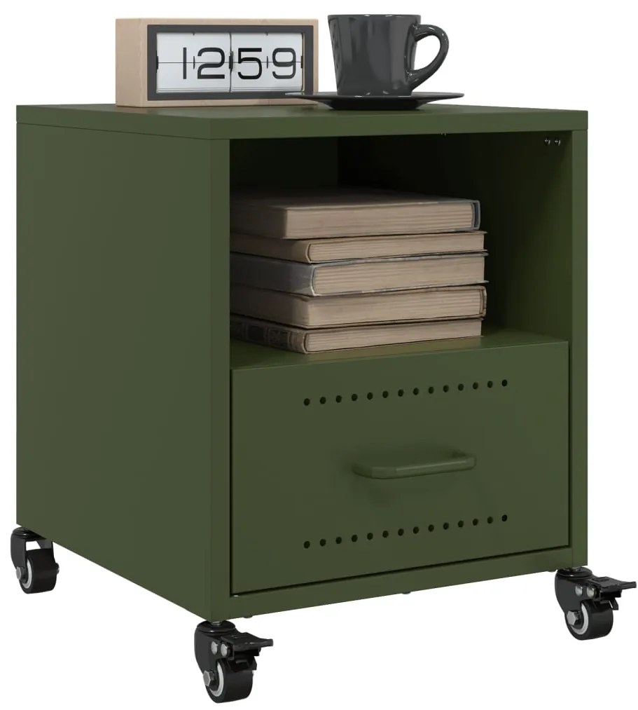 Mesa de cabeceira 36x39x43,5 cm aço verde-azeitona