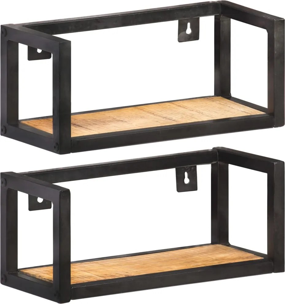 Prateleiras de parede 2 pcs 40 cm madeira de mangueira áspera