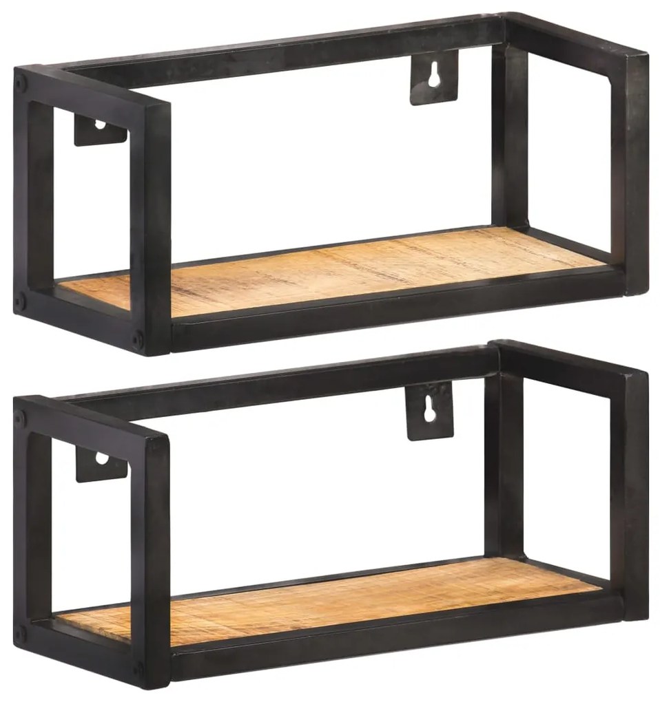 vidaXL Prateleiras de parede 2 pcs 40 cm madeira de mangueira áspera