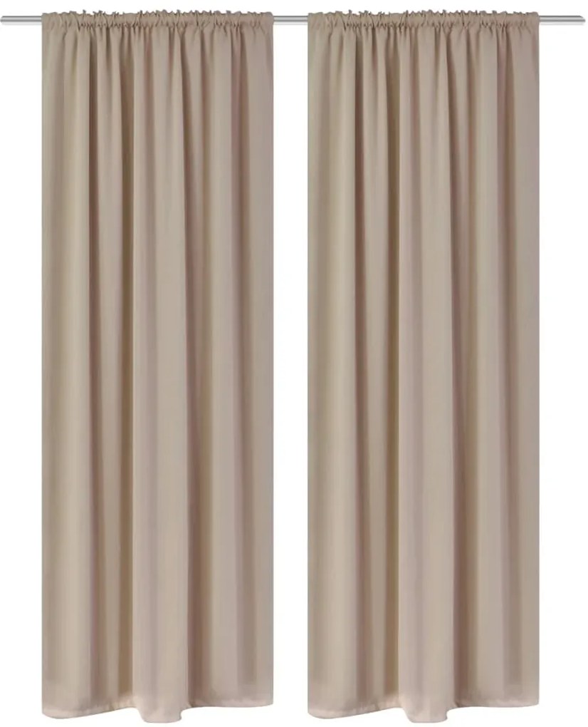 Cortinas opacas + barra de franzir 2 pcs 135 x 245 cm creme