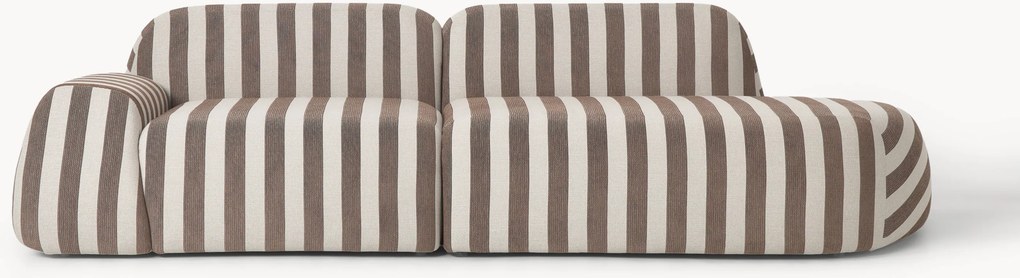 Módulo com chaise longue às riscas Wolke (3 lugares)