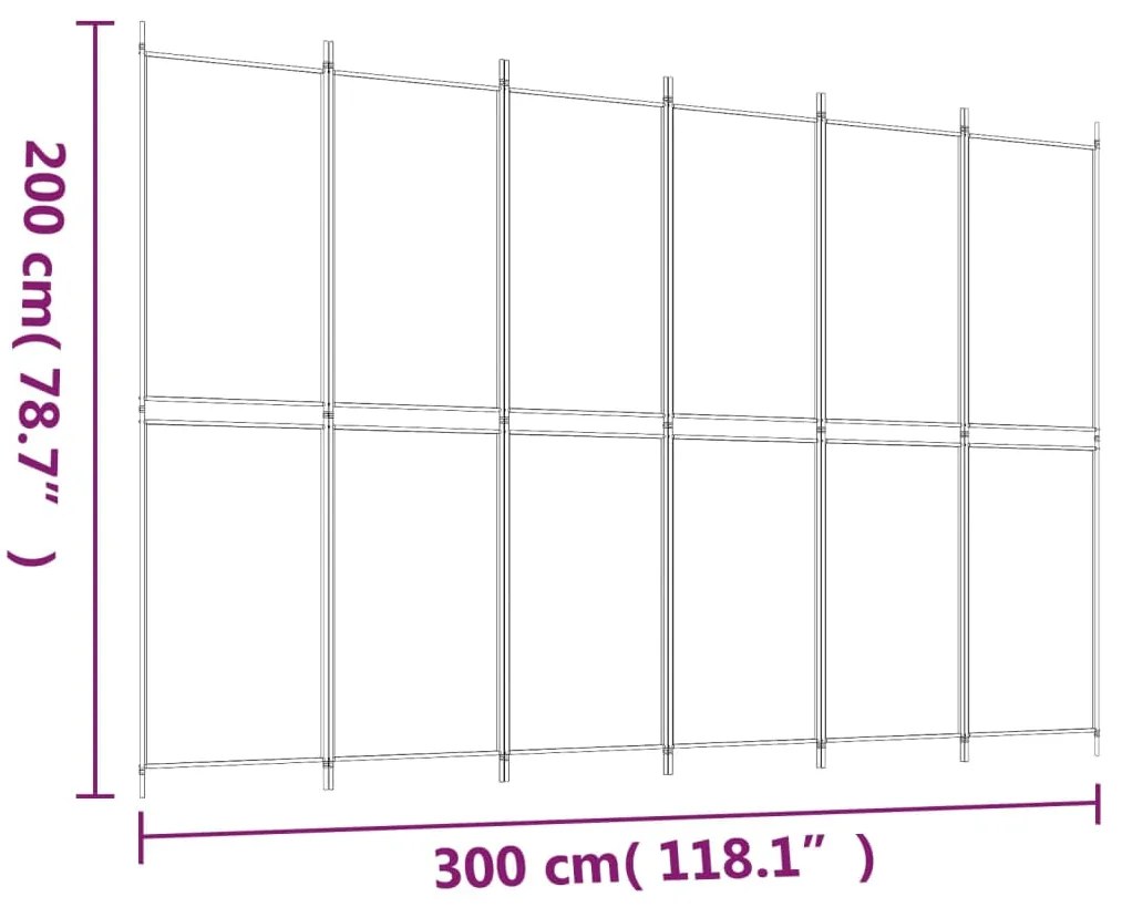 Divisória/biombo com 6 painéis 300x200 cm tecido castanho