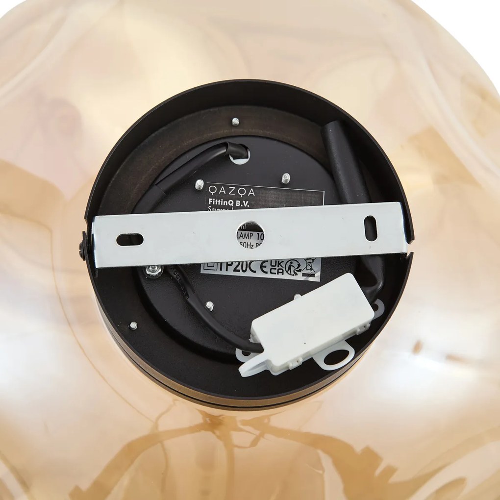 Plafon de design preto com vidro âmbar - Gemma