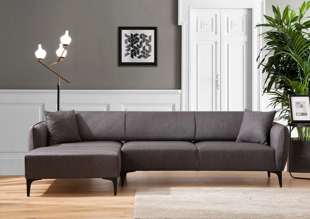 Sofá de Canto Belissimo – Cinzento Escuro – 140 x 270 cm
