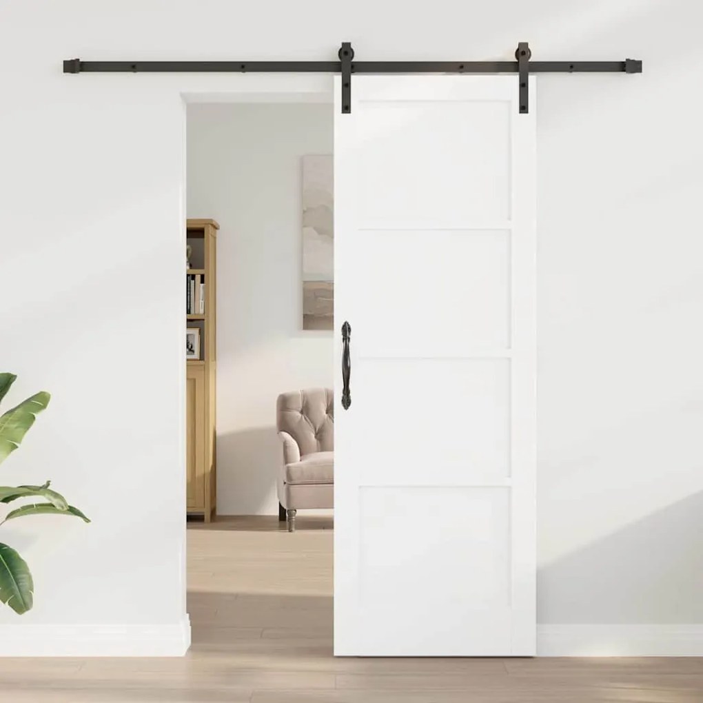 Porta Deslizante vidaXL com Conjunto de Ferragens Branca 73,5x211 cm M