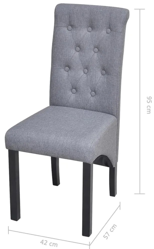 Cadeiras de jantar 4 pcs tecido cinzento-claro