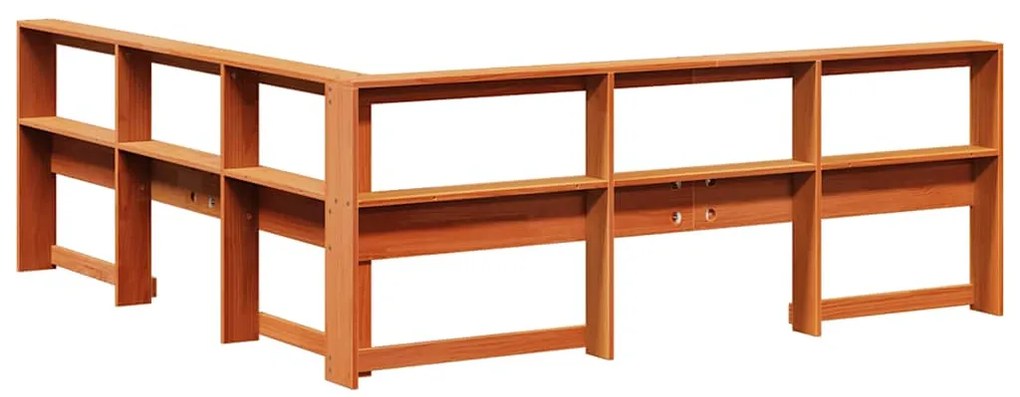 Estante cabeceira forma de L 180 cm pinho maciço castanho-mel