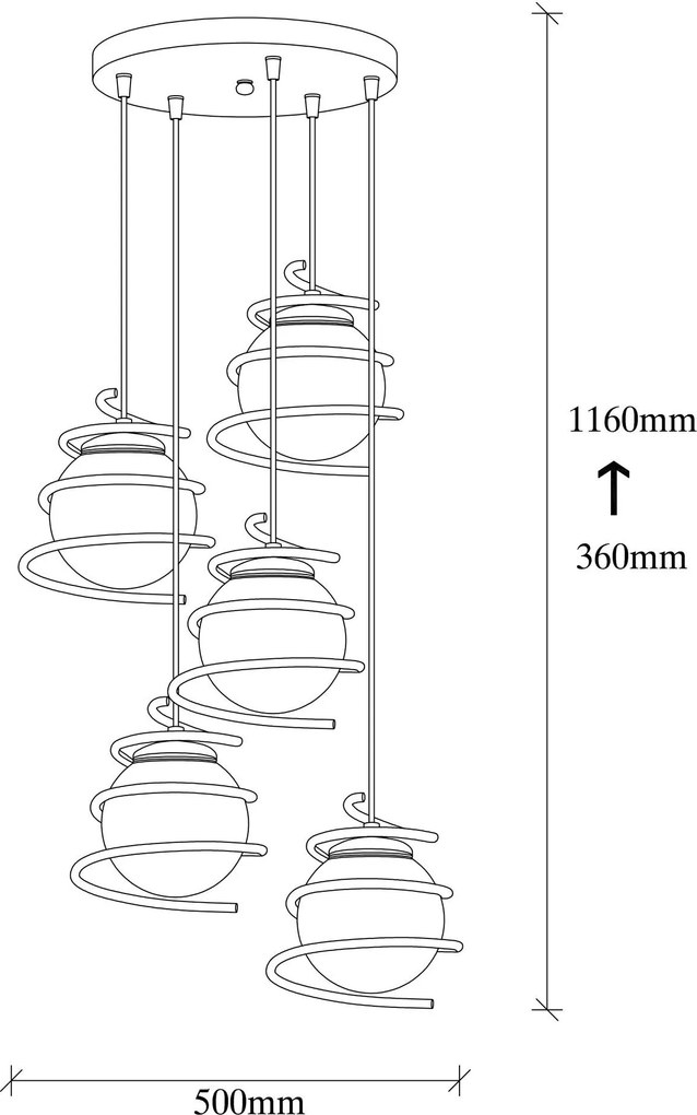 Candeeiro Elegance – Preto – 50 cm x 116 cm
