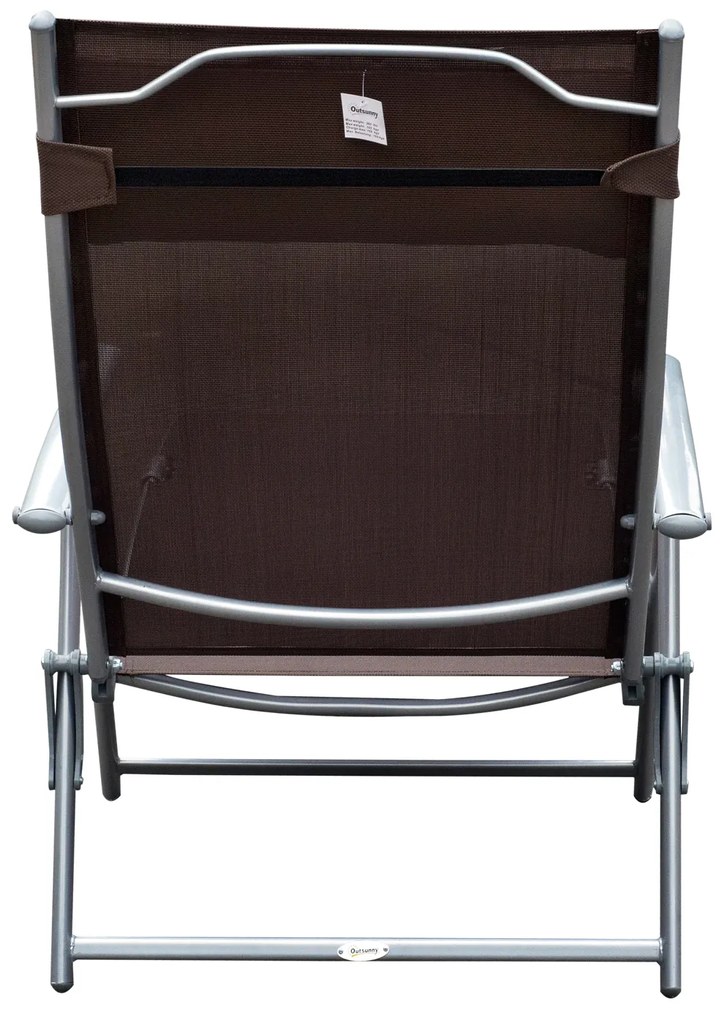 Outsunny Espreguiçadeira Dobrável de Jardim com Encosto Ajustável em 7 Posições Apoio para a Cabeça para Terraço Piscina Exterior Carga Máxima 165kg 137x63,5x100,5cm Marrom