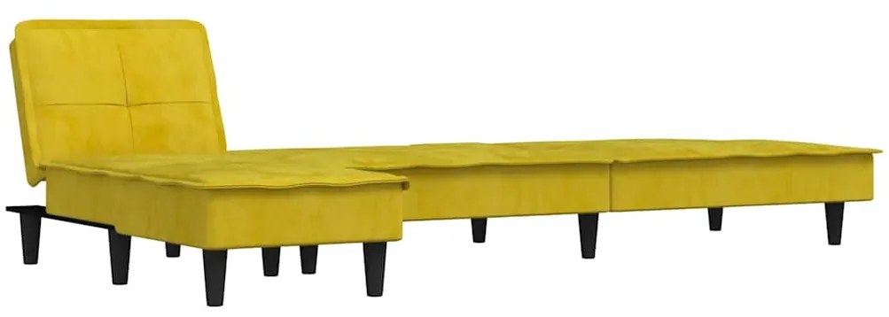 Sofá-cama em forma de L 255x140x70 cm veludo amarelo