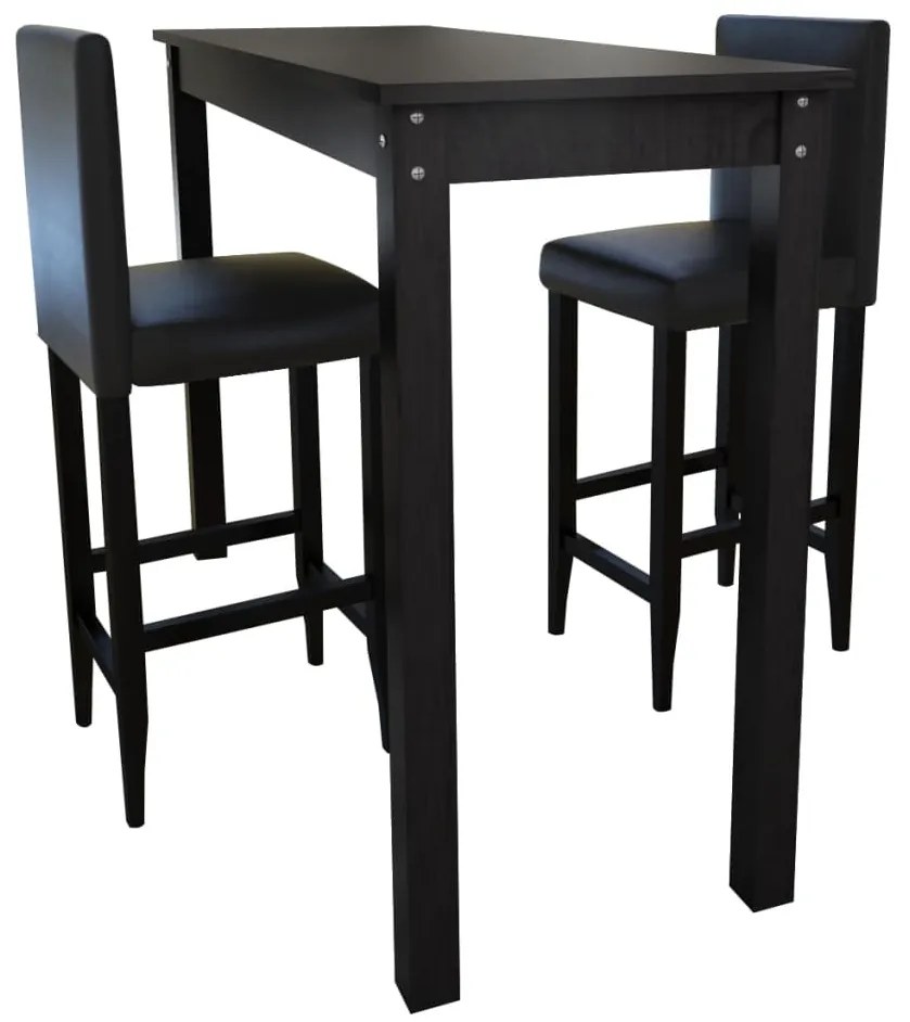 Mesa de bar com 2 cadeiras de bar, preto