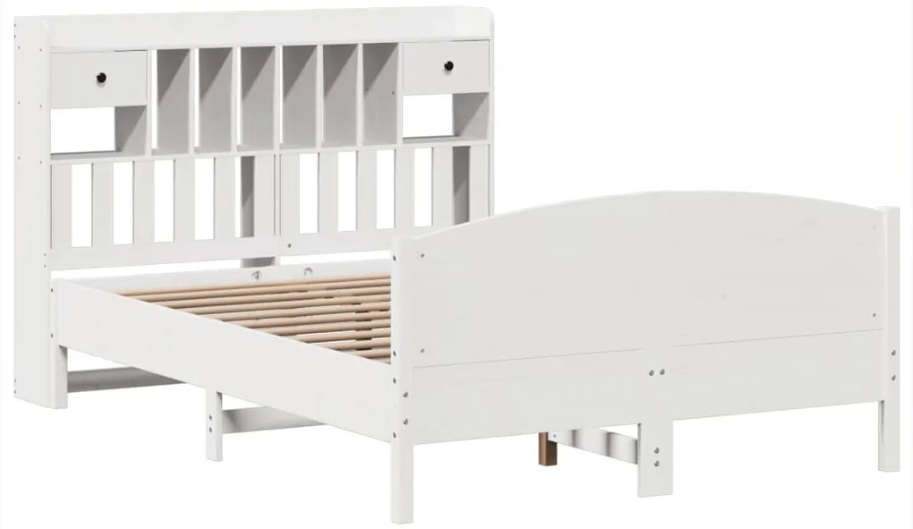 Cama com estante sem colchão 160x200 cm pinho maciço branco