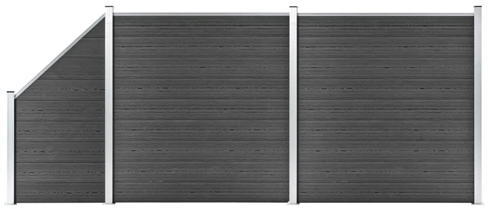 Conjunto de painel de vedação WPC 446x(105-186) cm preto