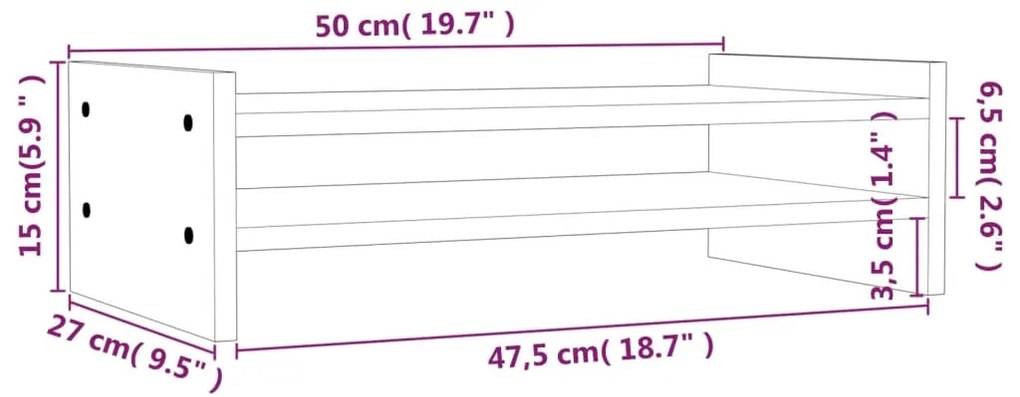 Suporte para monitor 50x27x15 cm pinho maciço branco