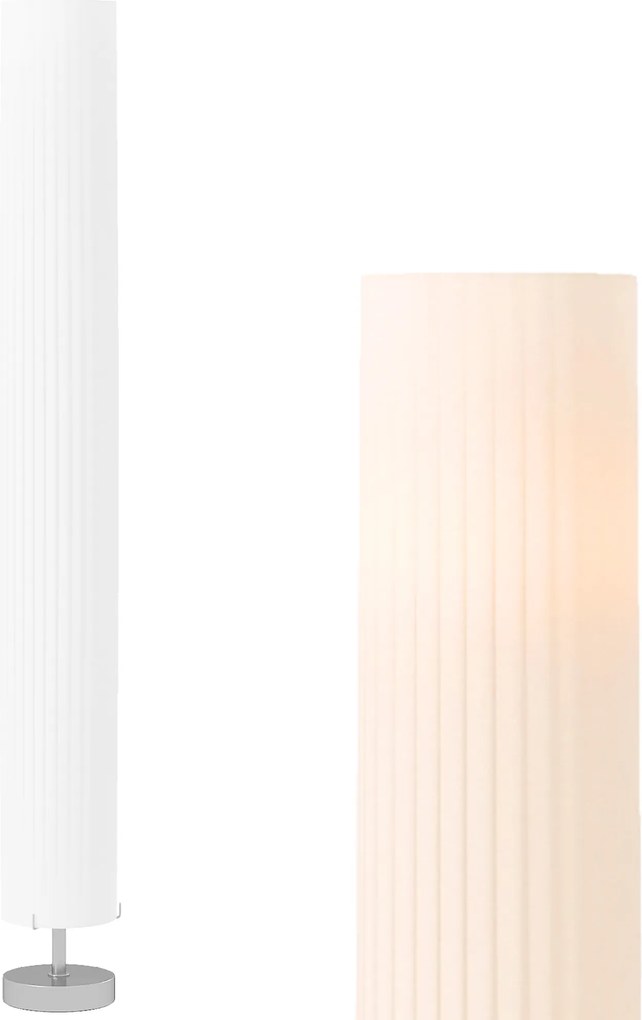 Candeeiro de pé moderno em coluna com luz suave, 40 W, 14 L x 14 L x 120 A cm, aço inoxidável branco