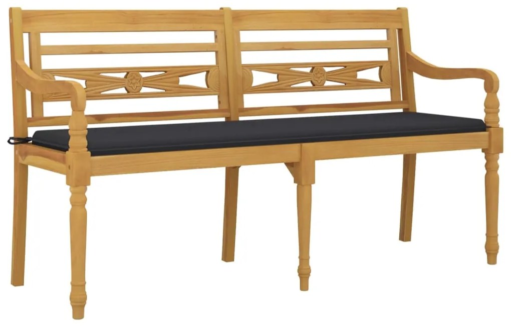 Banco Batávia c/ almofadão antracite 150 cm madeira de teca maciça