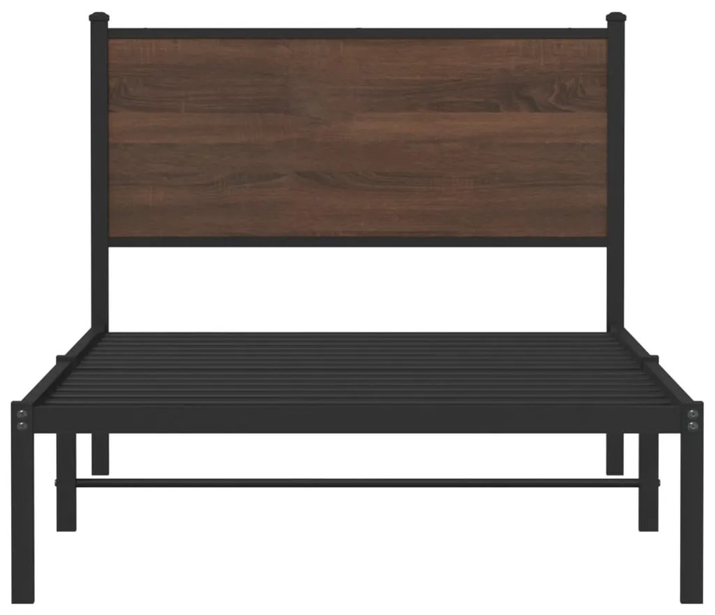 Estrutura de cama sem colchão 100x200cm metal carvalho castanho