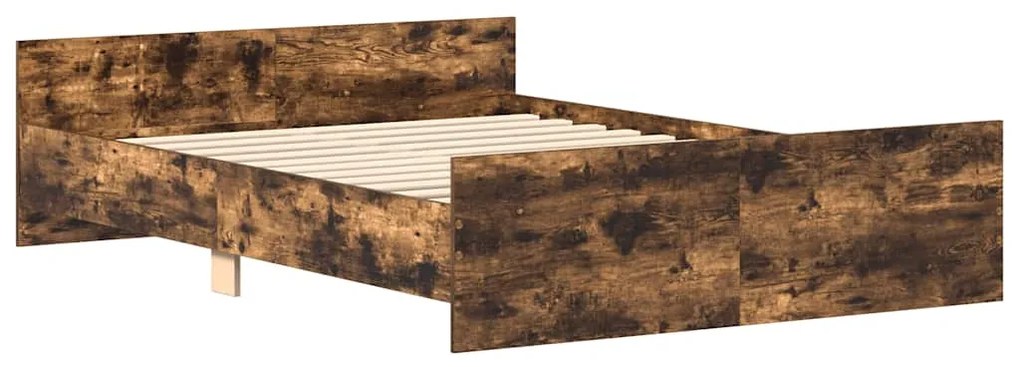 Estrutura cama c/ cabeceira/apoio pés 140x200cm carvalho fumado