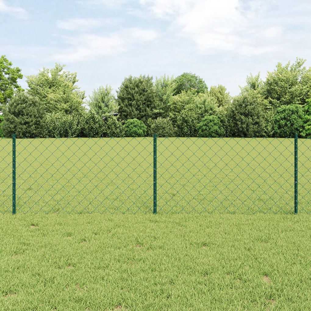 Cerca de Cadeia com 22 Postes U Verde 0,6x25 m Aço