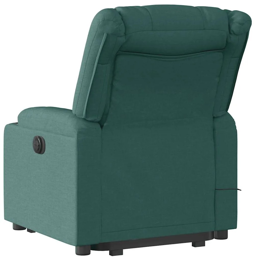 Poltrona elétrica elevatória massagens tecido verde-escuro