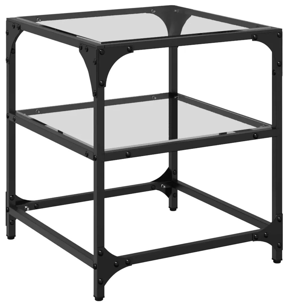 Mesas de centro c/ topo vidro transparente 2 pcs 40x40x45cm aço