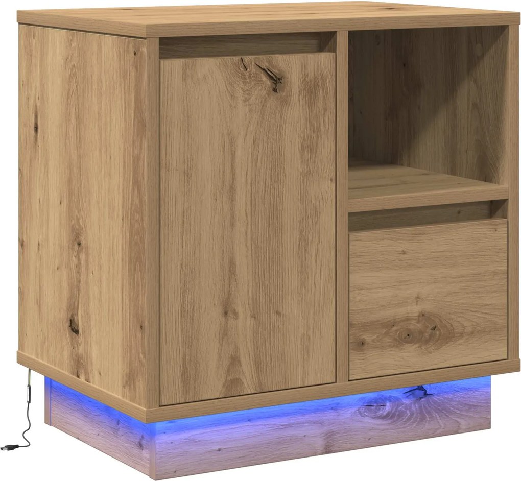 vidaXL Armário de Cabeceira Carvalho Artesanal 50 x 34,5 x 50 cm.