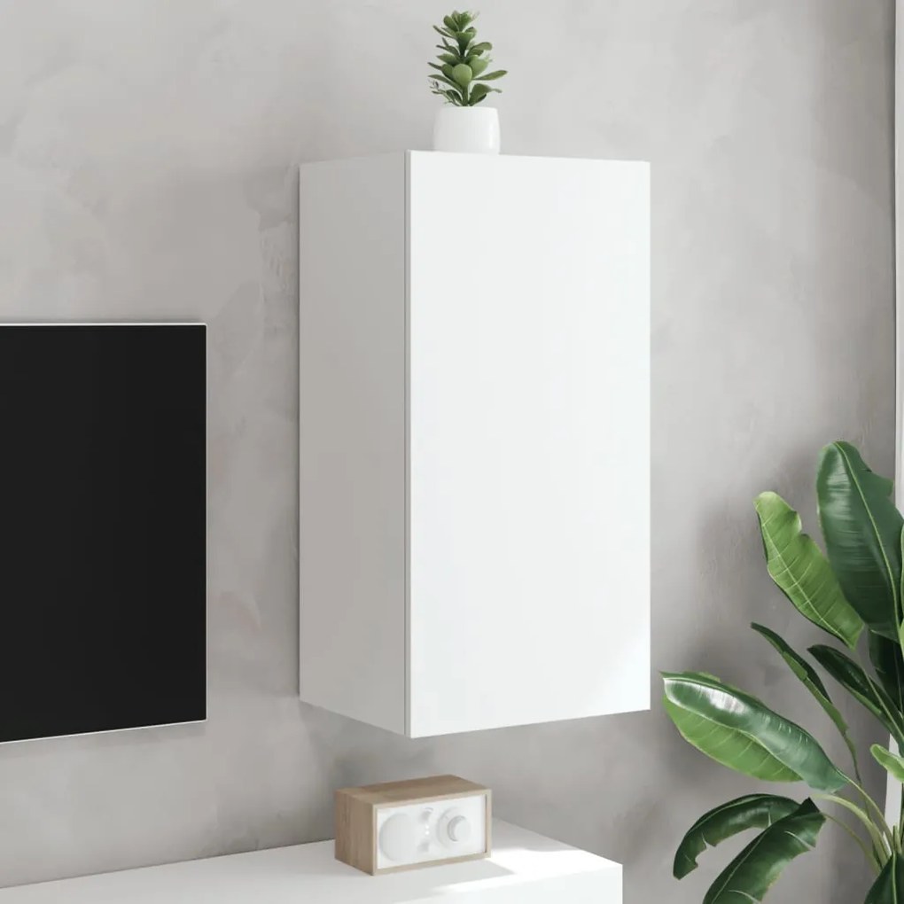 Móvel de parede para TV com luzes LED 40,5x35x80 cm branco