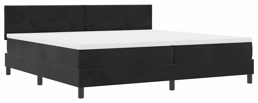 Cama Box Spring vidaXL com Colchão e LED Preto 200x200 cm Veludo