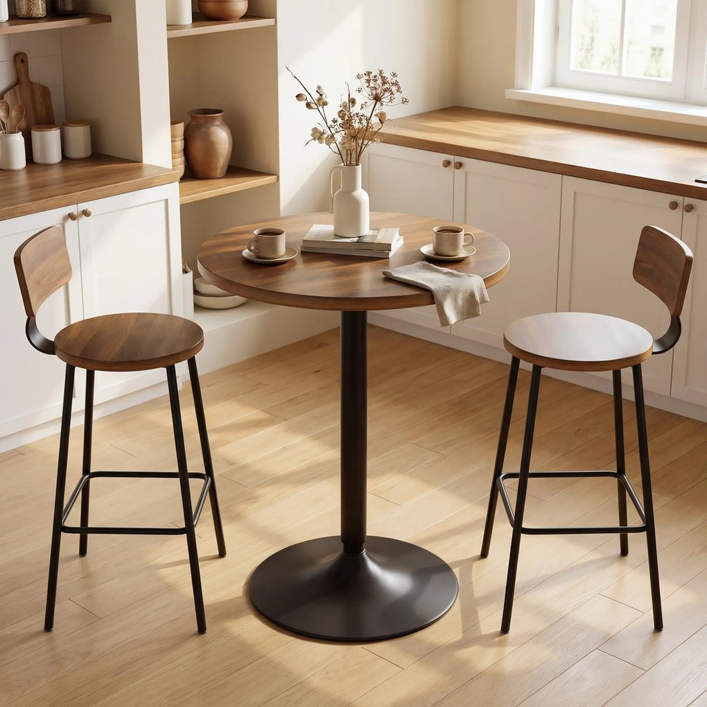 Mesa de bar redonda de 60 cm (BANCOS NÃO INCLUIDOS), mesa alta de cozinha para refeições em pé com patins antiderrapantes, para cozinha, sala de estar