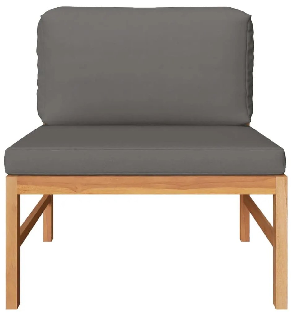2 pcs conj. lounge de jardim c/ almofadões cinza-escuro teca